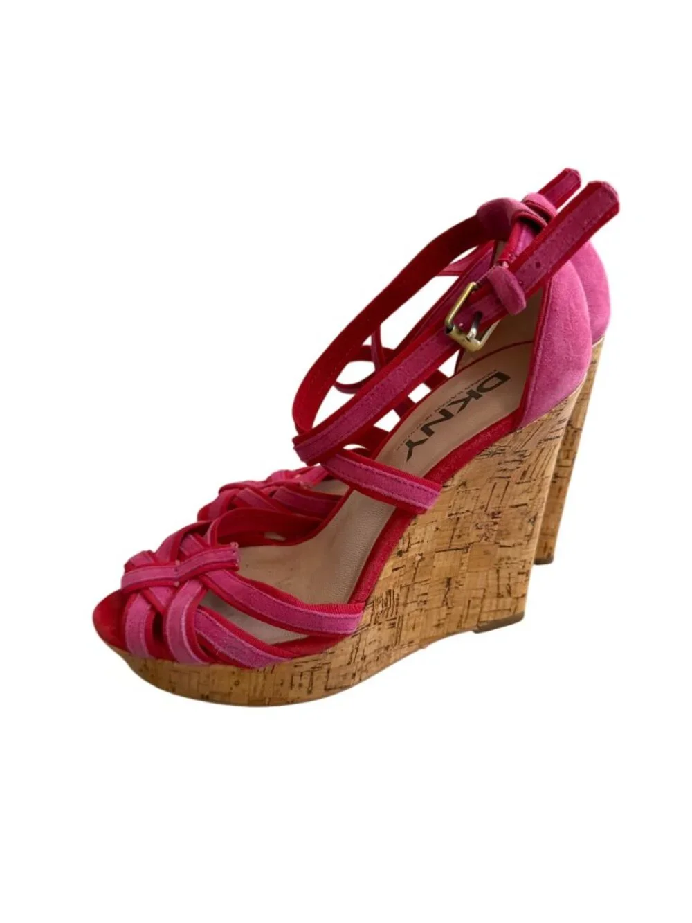 DKNY Pink Cork Wedge Sandals